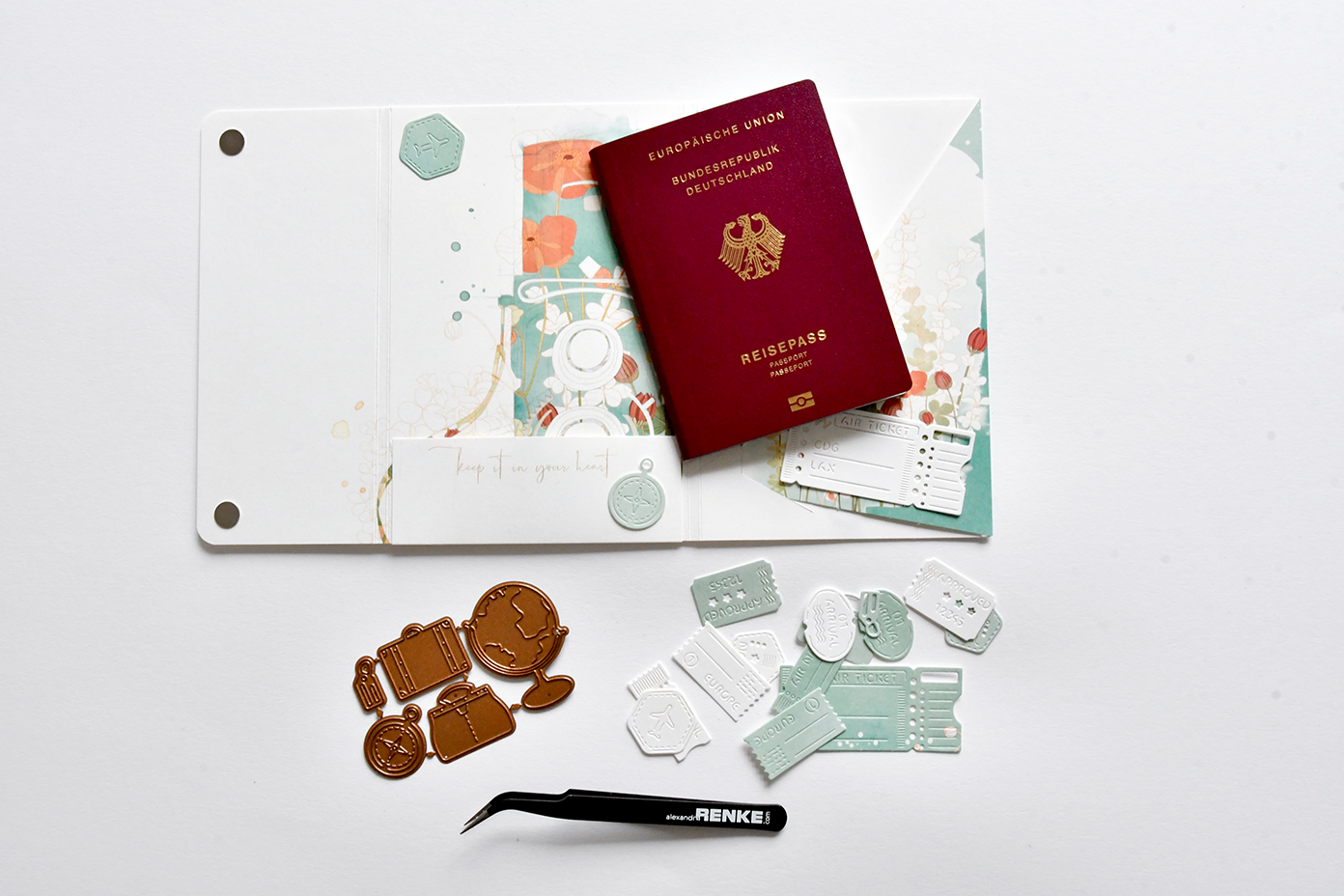 Reisepass und reisepass papier tasche