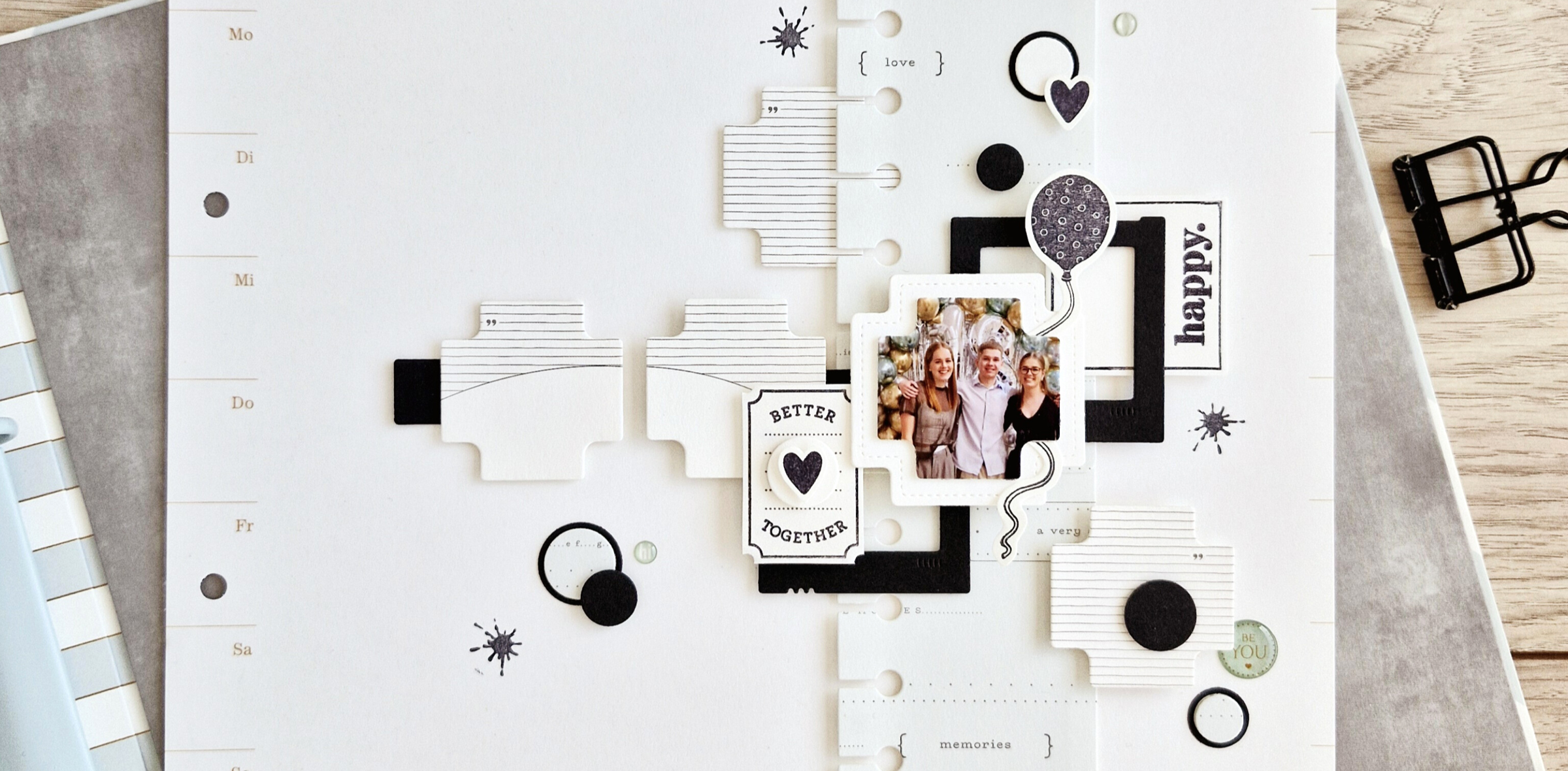 scrapbook Layout mit vielen Schichten Papier