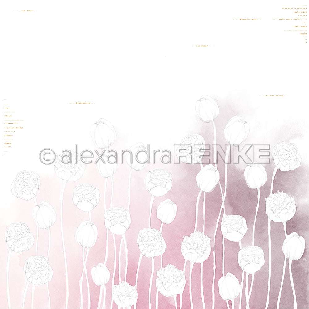 Designpapier Tulpen auf Rosa-Pink-Verlauf 200g/m² – alexandrarenke, image size:1000x1000