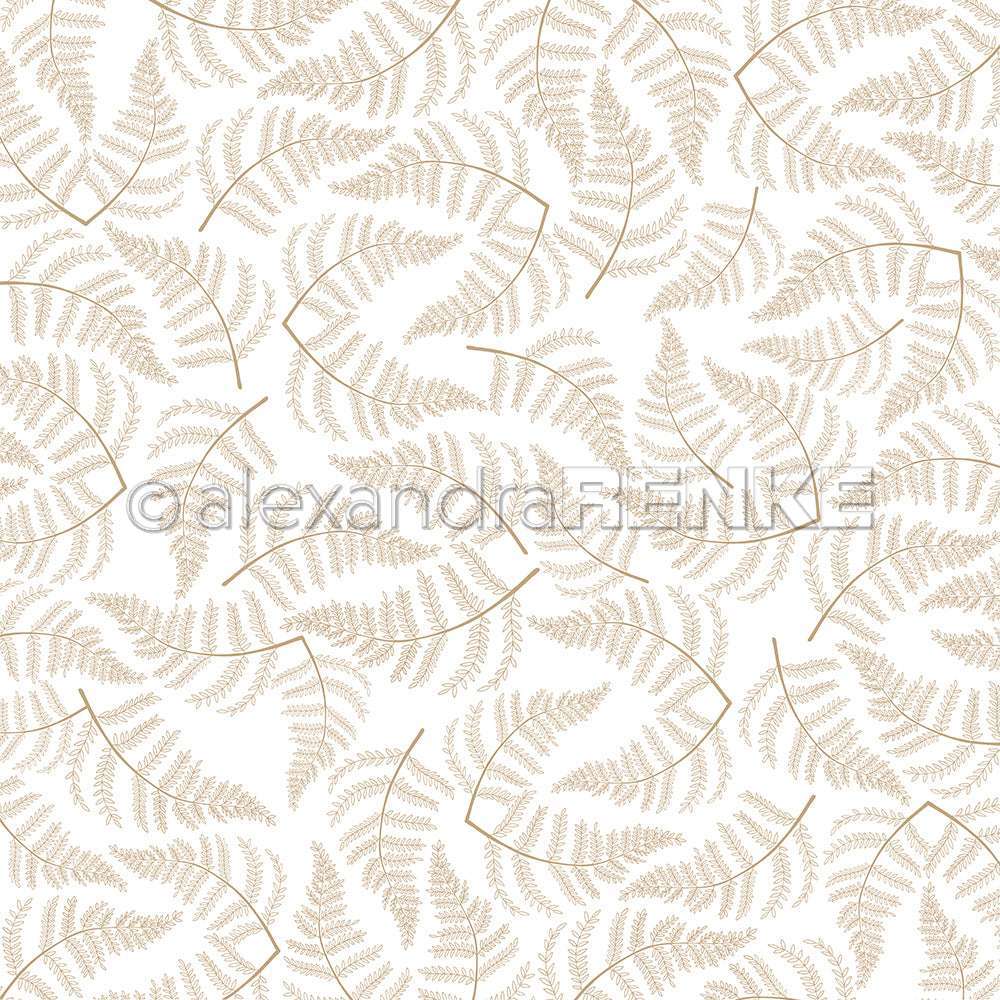 Designpapier Farn-Vielfalt Dunkelbeige 200g/m² – alexandrarenke