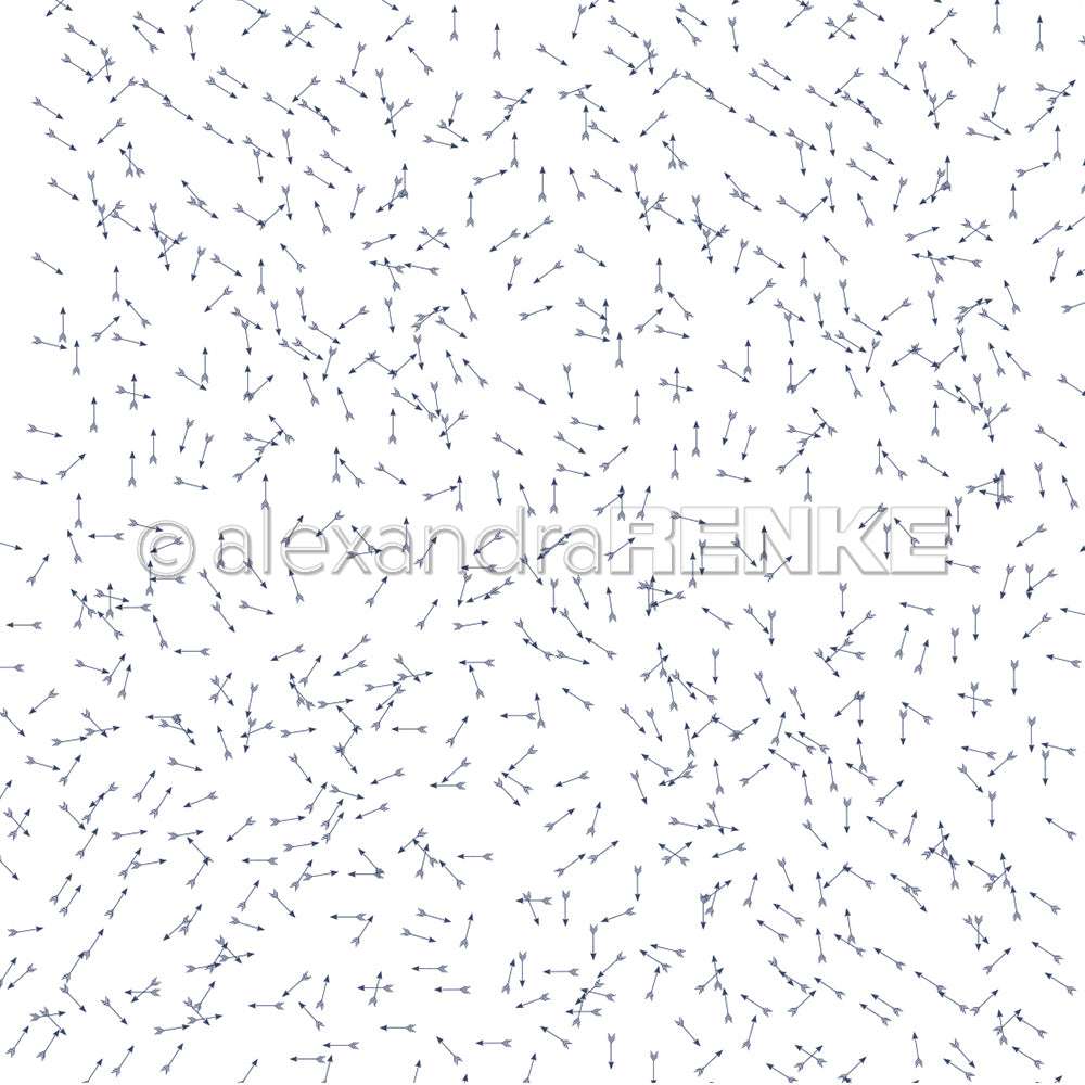 Spärliche schwarze Pfeile verstreuen sich bei diesem Design von Alexandra Renke über einen weißen Hintergrund - ideal für einzigartiges Designpapier oder kreative Papierprojekte in der Buchbinderei.