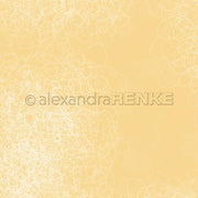 Hellgelber Hintergrund mit weißen, wirbelnden Scribble-Linien und Alexandra Renke-Text - ideal für Papierprojekte oder kreative Buchbinderei, mit einzigartigem Designpapier-Flair der Marke Alexandra Renke.