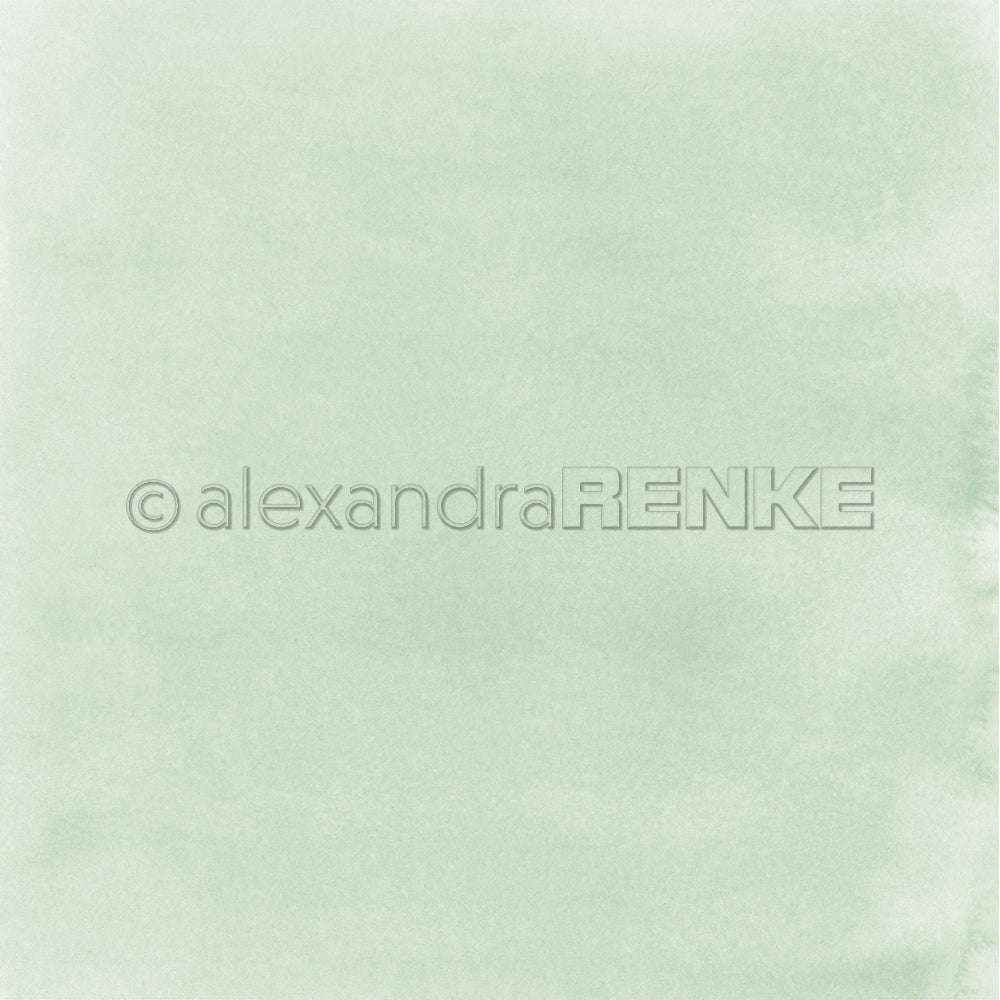 Hellgrüner Aquarell-Strukturhintergrund mit dezentem Farbverlauf und weichen, ungleichmäßigen Übergängen - ideal für Grußkarten oder als elegantes Designpapier von Alexandra Renke für kreative Projekte.