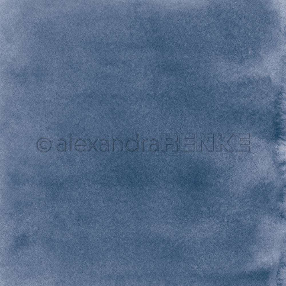 Die blaue Aquarelltextur von Alexandra Renke zeichnet sich durch weiche, unebene Kanten und einen dezenten Farbverlauf aus - perfekt für Buchbinderei oder einzigartige Papierprojekte.