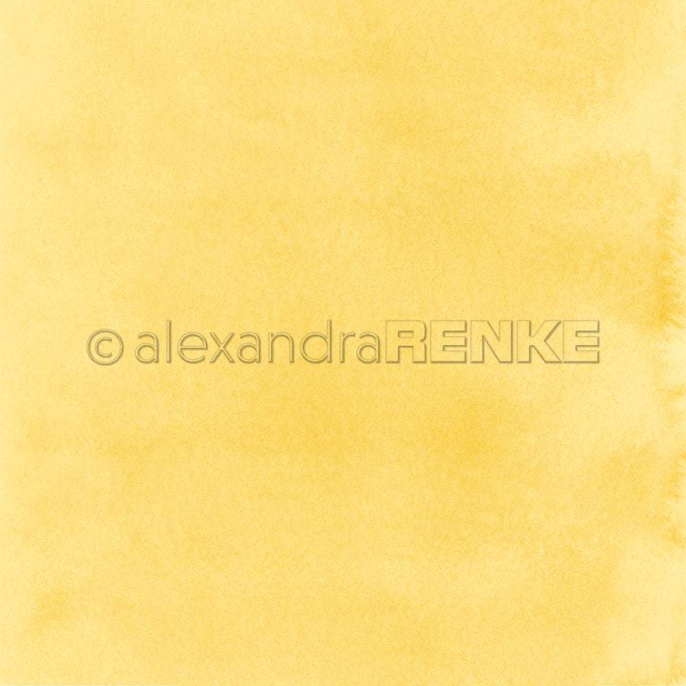 Ein strukturierter, hellgelber Aquarell-Hintergrund mit subtilen Schattierungen und einem weichen, ungleichmäßigen Look - ideal für Papierprojekte oder Designpapier von Alexandra Renke für Ihre nächste Grußkarten-Kreation.