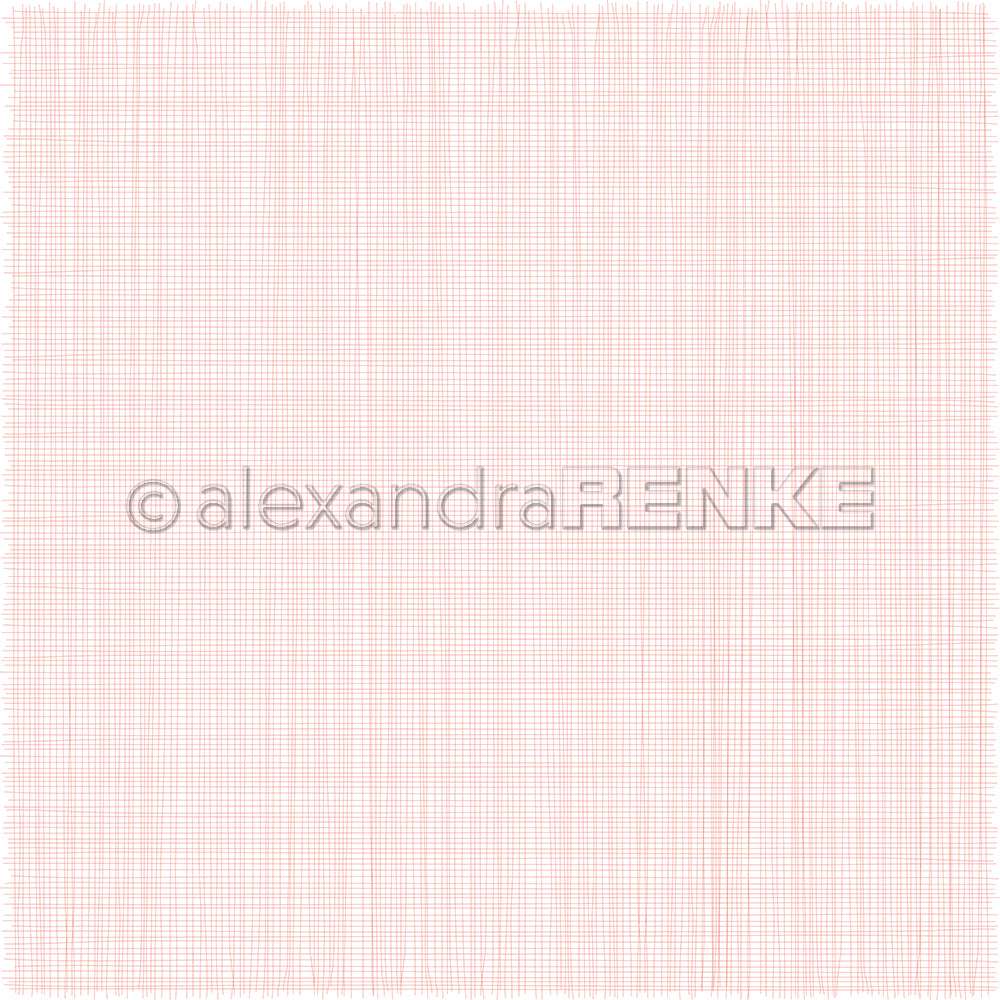 Dezentes rotes und blaues grafisches Musterpapier mit einem Wasserzeichen von Alexandra Renke, perfekt für Buchbindereien oder Papierprojekte mit hochwertigem Designerpapier.