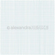 Hellblaues und weißes Gittermuster mit schwachen sich kreuzenden Linien, perfekt für Papierprojekte oder Buchbinderei. Mit zentralem alexandraRENKE-Wasserzeichen. Marke: Alexandra Renke.