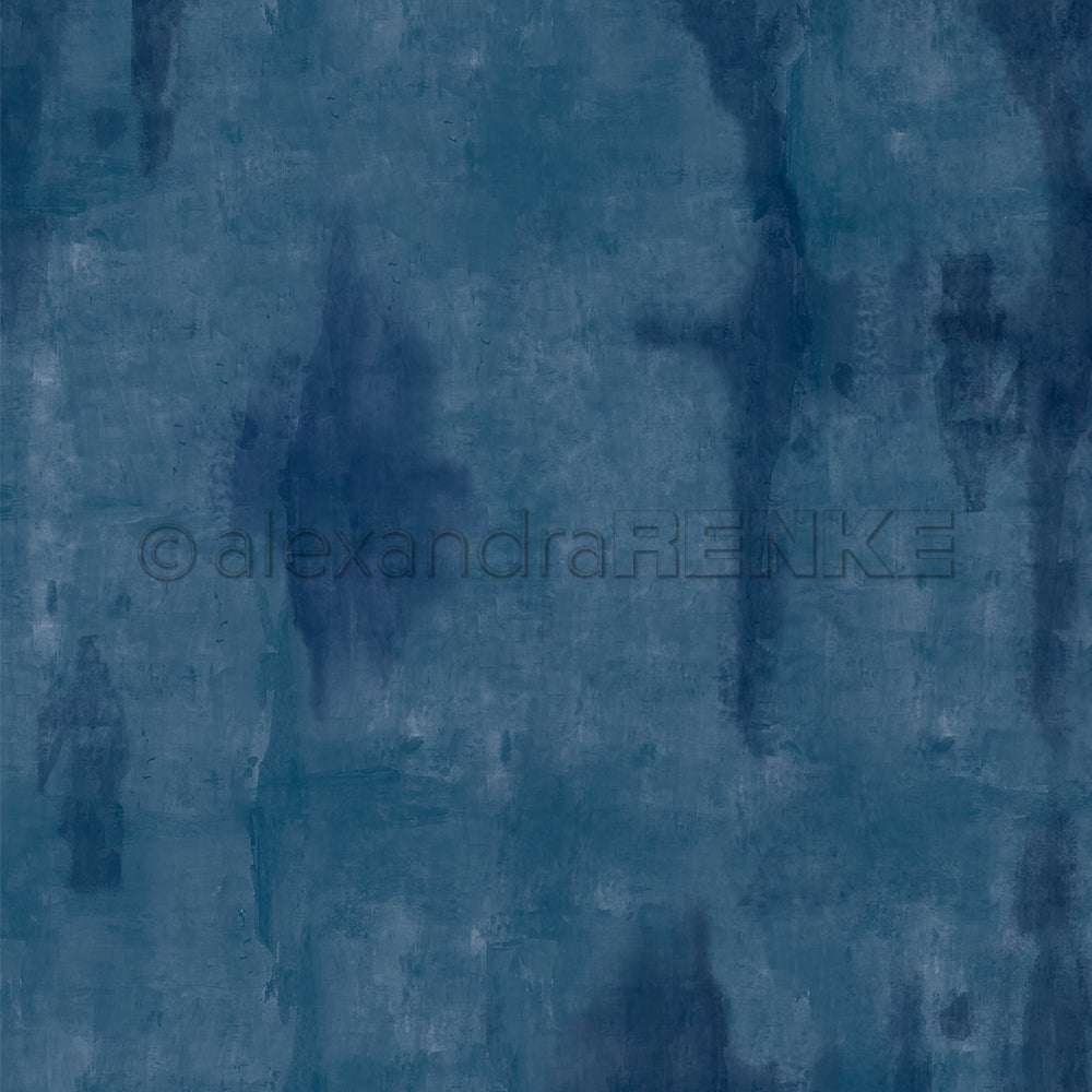Abstrakt strukturierter blauer Hintergrund mit hellen und dunklen Flecken, der an Aquarellfarben erinnert - ideal als einzigartiges Alexandra Renke Designpapier für Papierprojekte oder kreative Buchbinderei-Projekte.