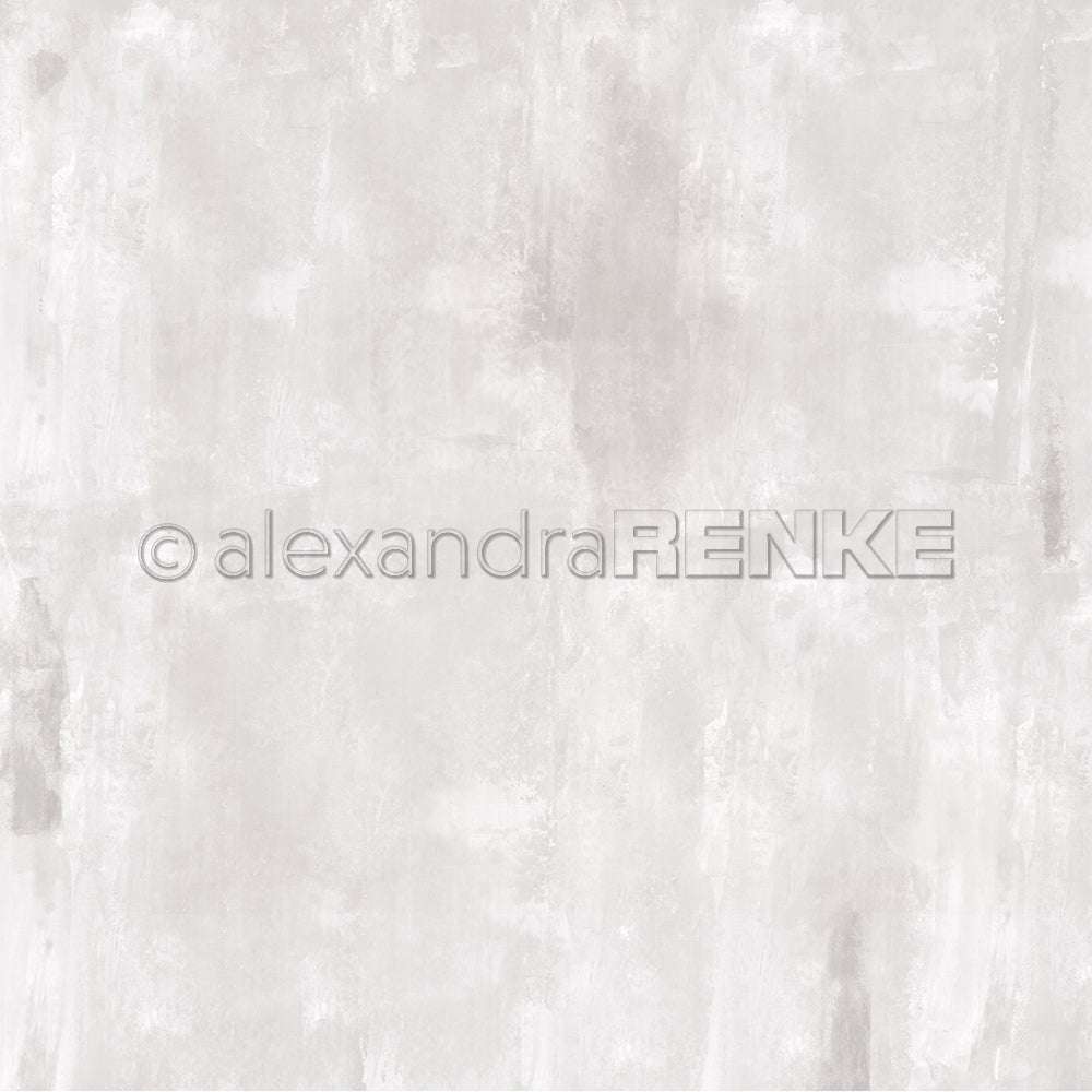 Ein weicher, strukturierter, hellgrauer, gemalter Hintergrund mit dezenten Pinselstrichen und einem schwachen Wasserzeichentext von Alexandra Renke - perfekt für Papierprojekte oder inspirierende Designpapierideen.