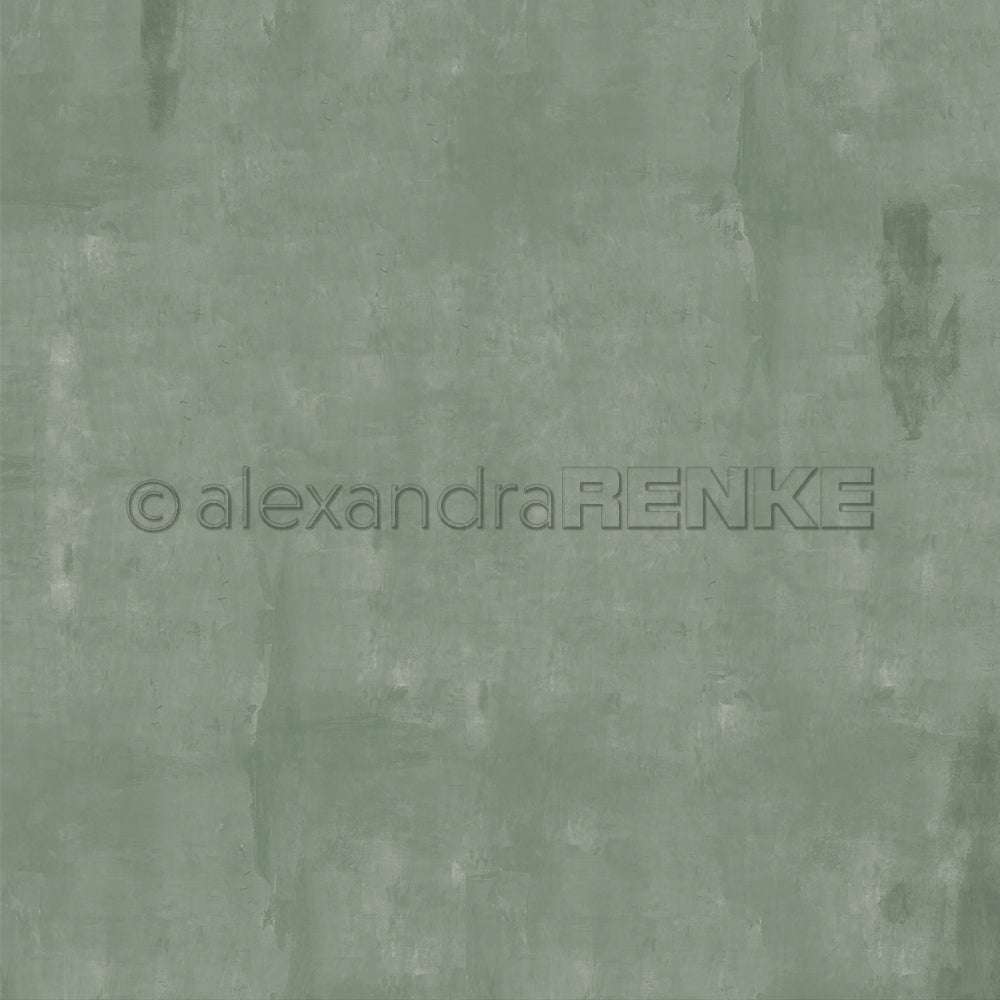 Strukturierter grüner Farbhintergrund mit dezentem Sprenkel-Effekt und einem Wasserzeichen von Alexandra Renke - ideal zum Papierbasteln oder als Designerpapier Calm Hellgrün.