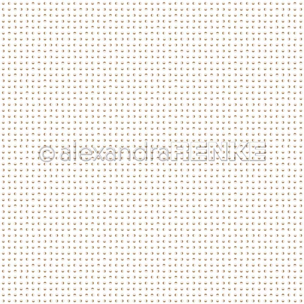 Ein Raster aus gleichmäßig verteilten, kleinen beigen Punkten auf weißem Hintergrund von Alexandra Renke - ideal für Grußkarten oder Designpapier in all Ihren Papierprojekten.