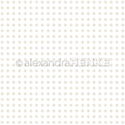 Ein Raster aus kleinen beigen Punkten auf weißem Hintergrund mit einem Wasserzeichen von Alexandra Renke - das perfekte Designpapier, um Ihre Kreativität für einzigartige Papierprojekte zu inspirieren.