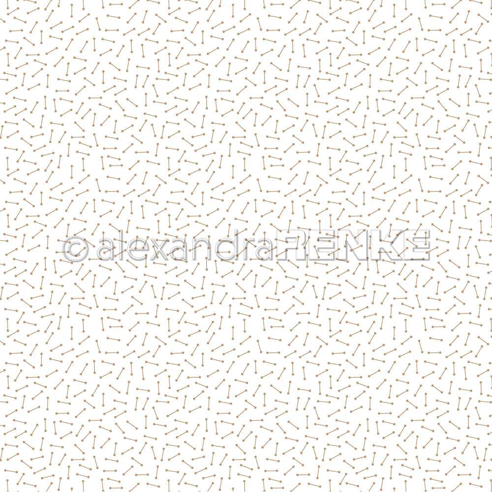 Weißer Hintergrund mit einem verstreuten Muster aus kurzen, dünnen, hellbraunen Linien - perfektes Designpapier von Alexandra Renke für kreative Papierprojekte oder handgemachte Grußkarten.