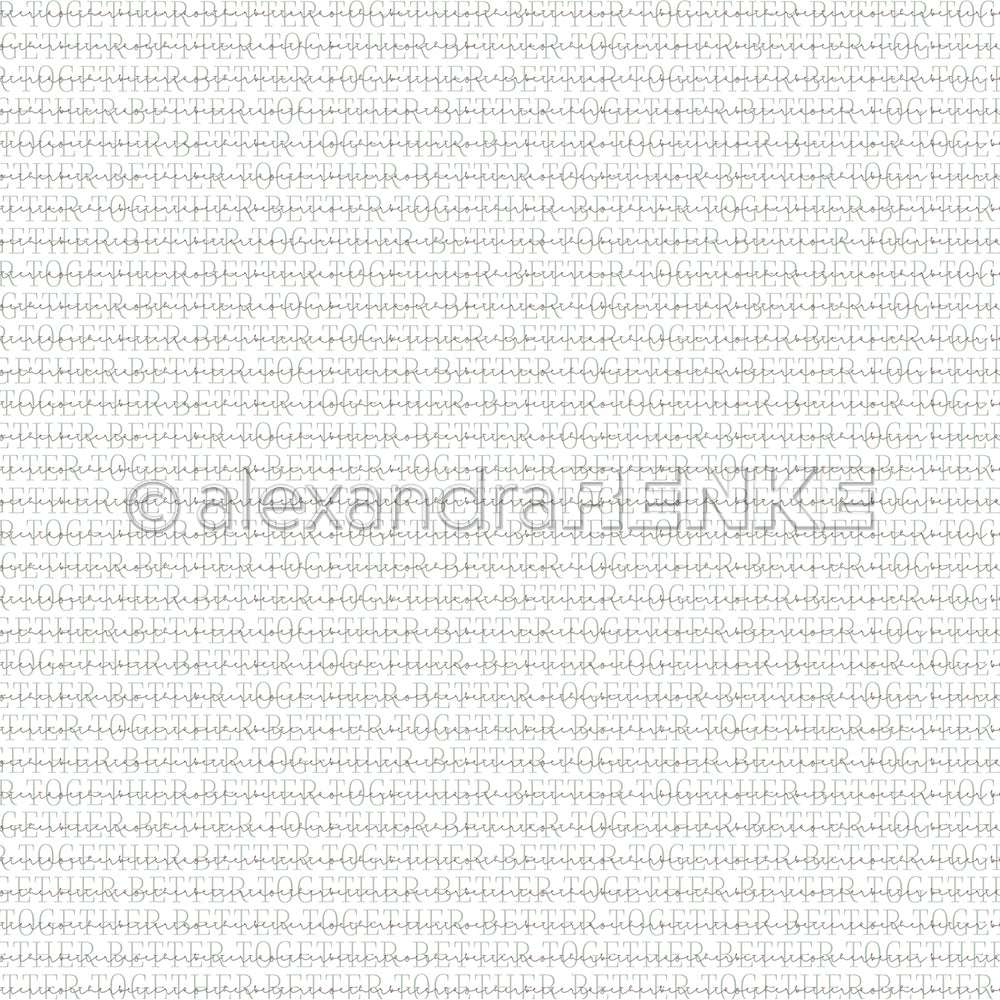 Der sich wiederholende graue Text "TOGETHER-BR" auf weißem Hintergrund bildet einen Designpapier-Stil, der ein Design von Alexandra Renke mit einem sichtbaren Shutterstock-Wasserzeichen überlagert.