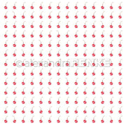 Ein Gitter aus roten Kirschen mit Stielen, gleichmäßig verteilt auf weißem Hintergrund - ein charmantes Motiv von Alexandra Renke, perfekt für Designpapier oder Papierprojekte.