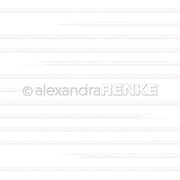 Schwache rote, rosa und beige horizontale Linien auf weißem Hintergrund. Ideal für Buchbinderei und Papierprojekte. Wasserzeichen der Marke Alexandra Renke in der Mitte.
