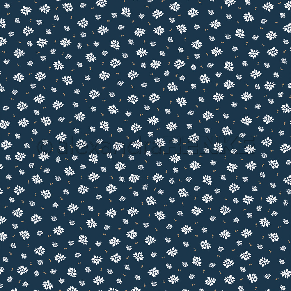 Design paper 'Flower pattern on dark blue'