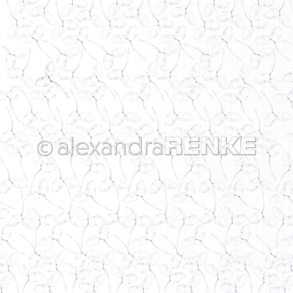 Hellgraue abstrakte Blätterzweig-Skizze auf weißem Hintergrund mit Alexandra Renke Wasserzeichen - perfekt für Karten oder Papierprojekte mit diesem hochwertigen Designpapier von Alexandra Renke.