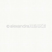 Kleine, gleichmäßig verteilte, hellgraue, quadratische Symbole auf weißem Hintergrund - ideales Designpapier für die Buchbinderei oder kreative Papierprojekte von Alexandra Renke.