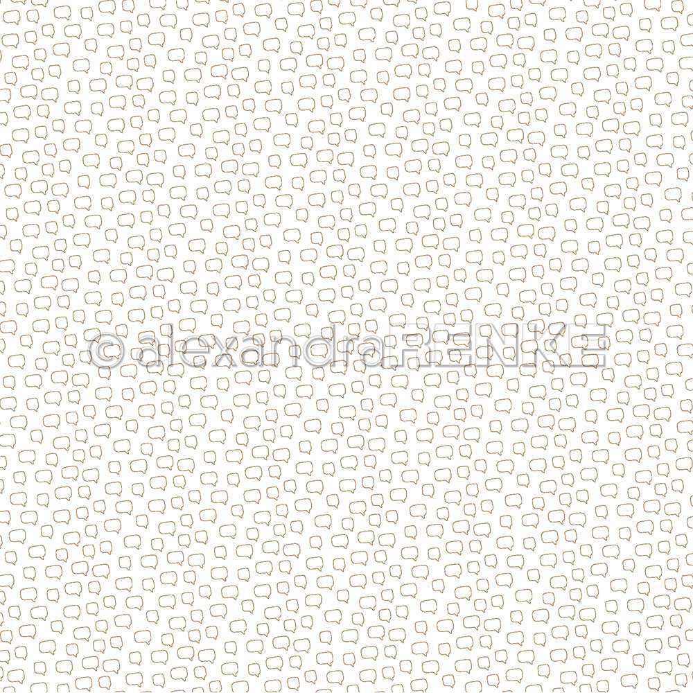 Nahtloses Muster aus kleinen, handgezeichneten Sprechblasen von Alexandra Renke, gleichmäßig verteilt auf Weiß - ideal für Designpapier oder einzigartige Grußkarten in Ihren nächsten Papierprojekten.