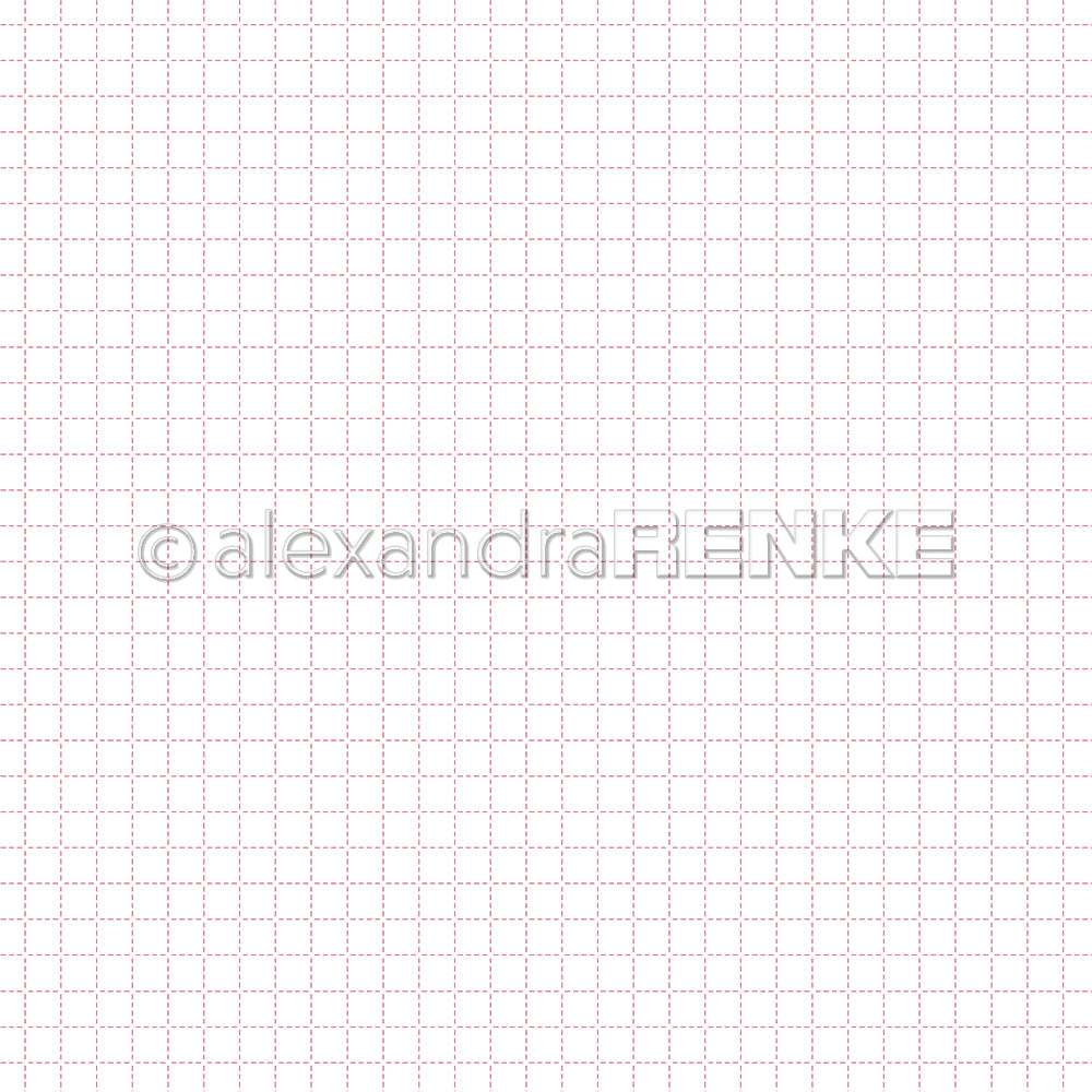 Hellrosa Designpapier von Alexandra Renke mit gleichmäßig verteilten Rasterlinien und einem Wasserzeichen in der Mitte - ideal für Grußkarten oder Papierprojekte.