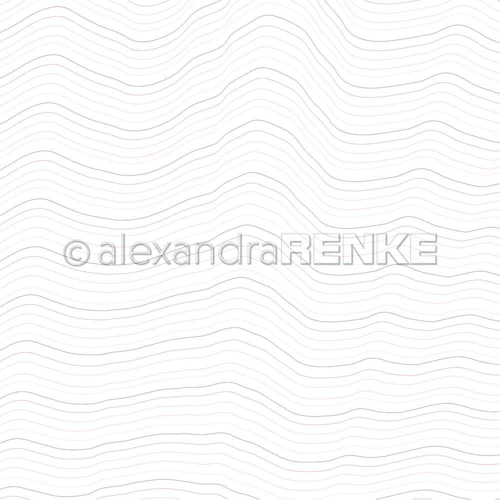 Dünne, wellenförmige graue Linien auf Weiß erzeugen ein abstraktes, fließendes Muster - ein ideales Designpapier von Alexandra Renke für Papierprojekte inspiriert von Wellenmuster Blush bis Taupe.