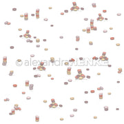 Verstreute Stapel und Gruppen von bunten Macarons auf weißem Hintergrund mit Wasserzeichentext, perfekt für Alexandra Renke Papierprojekte oder Grußkarten mit verspielten Designpapierelementen.