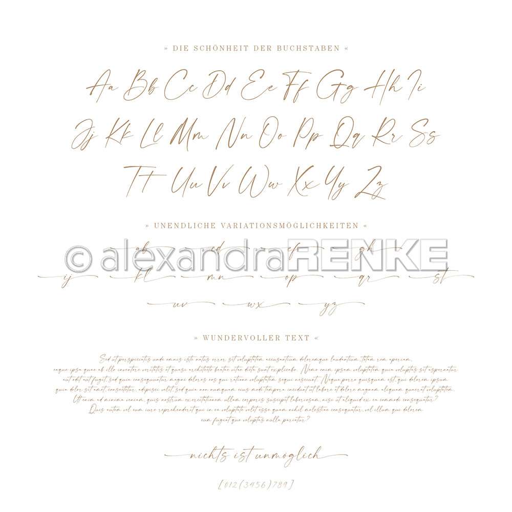 Alexandra Renkes elegante kursive Alphabete, dekorative Schriften und deutsche Textmuster sind perfekt für Papierprojekte, Buchbinderei oder die Gestaltung von einzigartigem Designpapier.