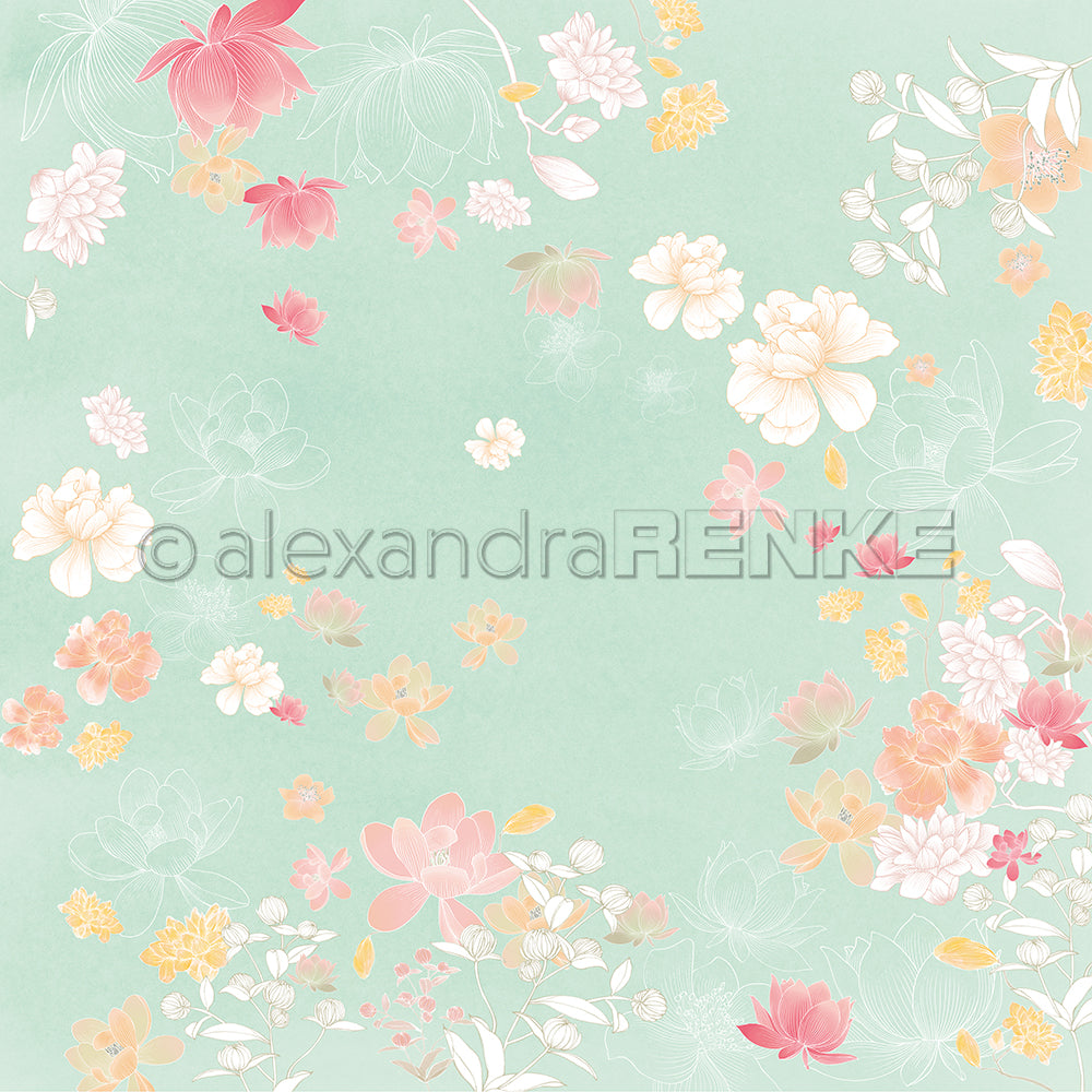 Design paper 'Floral on mint green'