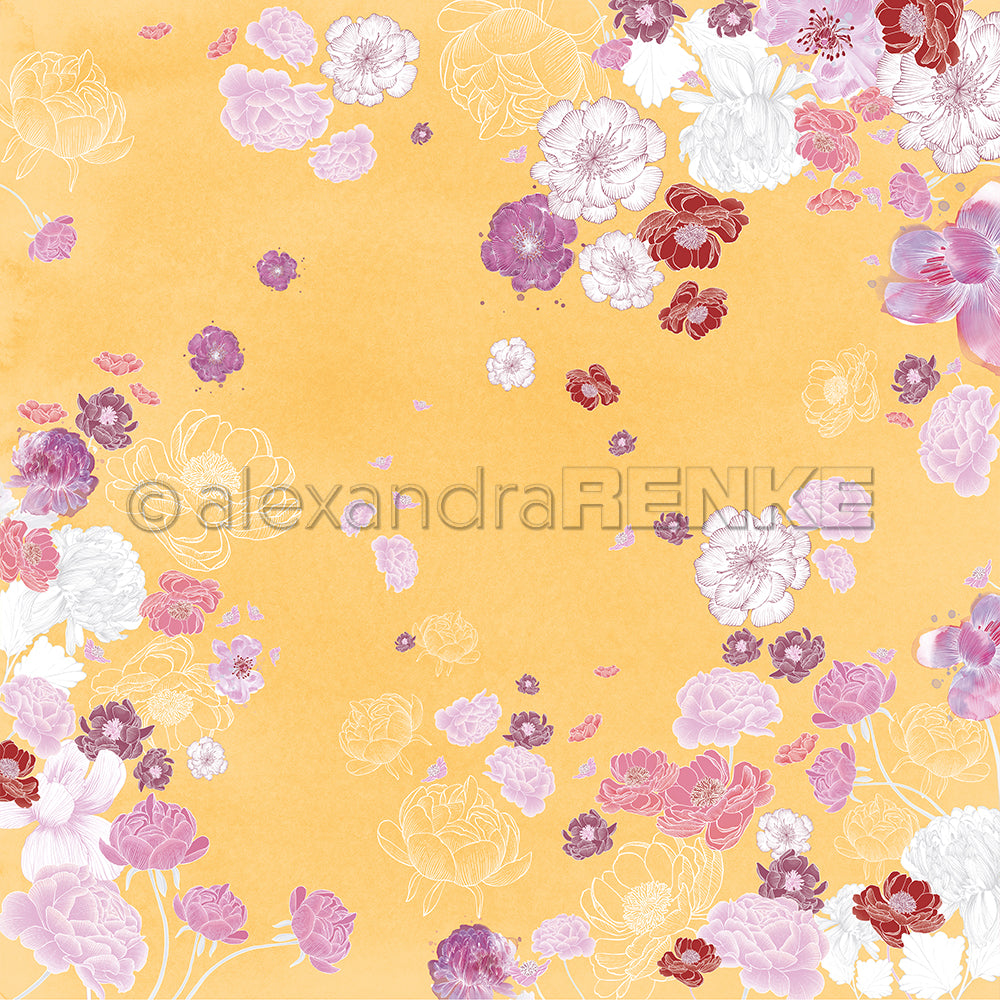 Design paper 'Floral on golden yellow'