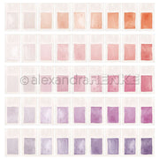 Ein Raster aus Aquarellfarben in Orange, Pink und Violett auf Weiß - perfekt, um Papierprojekte zu inspirieren oder Ihrem nächsten Designpapier-Projekt einen kreativen Touch zu verleihen, von Alexandra Renke.