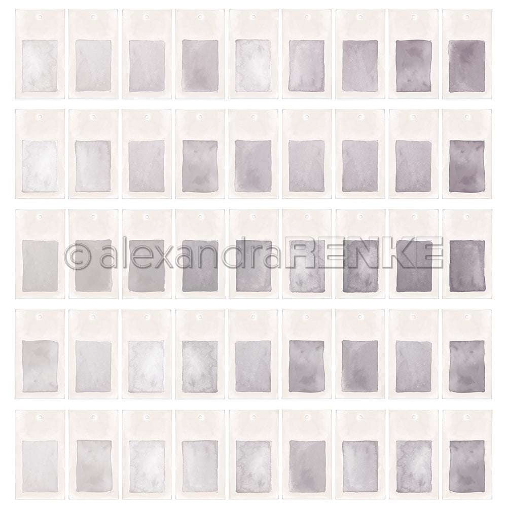 Ein Raster aus Aquarellmustern in sanftem Grau und Beige, jeweils gerahmt, von Alexandra Renke - ideal für Designpapier oder Papierprojekte wie handgefertigte Grußkarten.