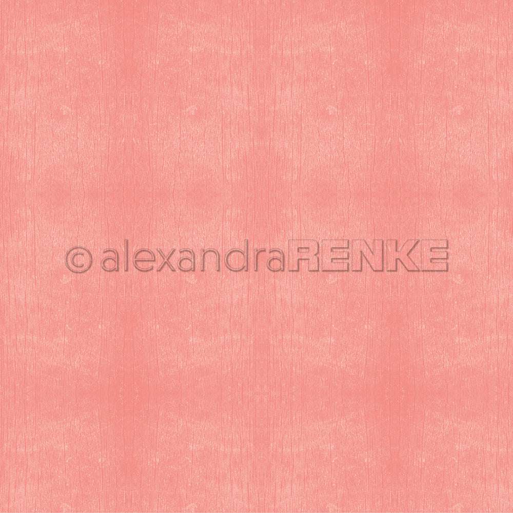 Strukturierter korallenrosa Hintergrund mit einem subtilen, von der Holzstruktur Porzellanrosa inspirierten Muster und einem Wasserzeichen von Alexandra Renke, ideal für Papierprojekte oder als unverwechselbares Designerpapier.