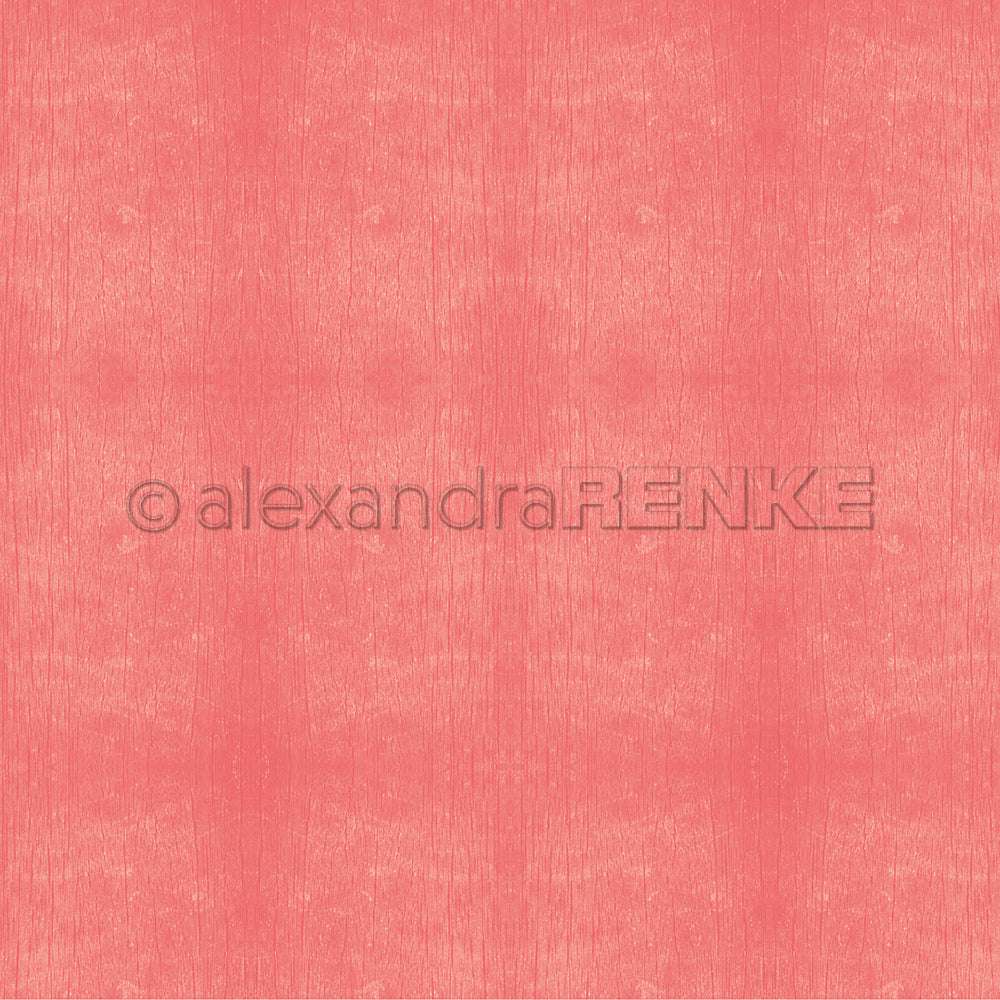 Korallenrosa strukturierter Hintergrund mit dezentem Holzstruktur Korallenrosa-Muster und einem Alexandra Renke-Wasserzeichen in der Mitte - ideal für Papierprojekte oder hochwertiges Designpapier.
