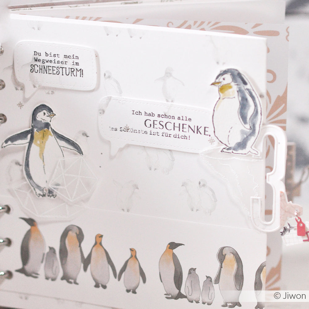 Designpapier 'Pinguine in Reihe'