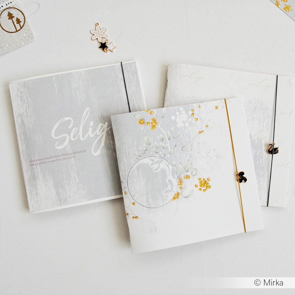 Designpapier 'Vintage Mistel und Eicheln Bleistift'