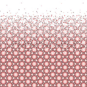 Rote und schwarze geometrische Muster lösen sich in verstreute Fragmente auf weißem Hintergrund auf - ideales Designpapier von Alexandra Renke für einzigartige Papierprojekte.