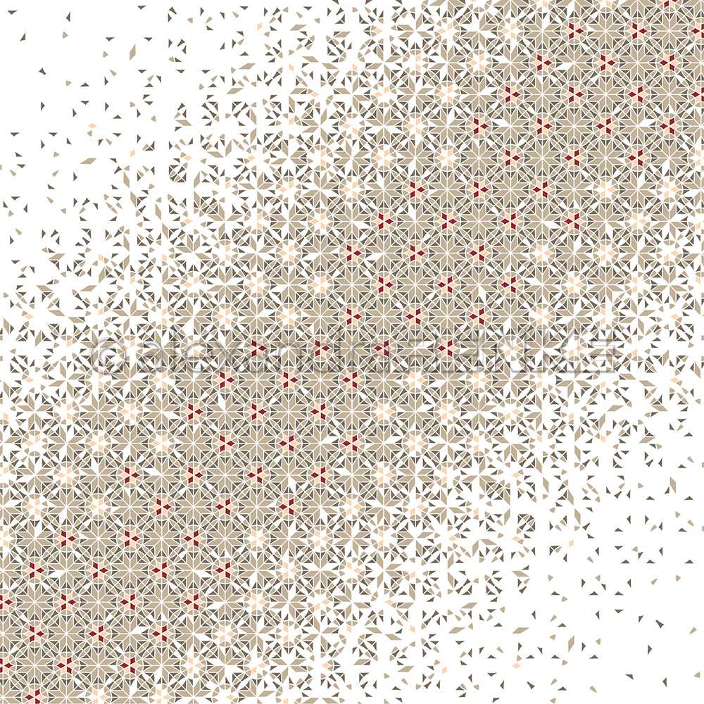Geometrie-Muster mit tanfarbenen Linien und roten Punkten von Alexandra Renke, die allmählich in Fragmente zerfallen - ideal für Designpapier und kreative Papierprojekte.