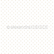 Weißer Hintergrund mit kleinen, gleichmäßig angeordneten goldenen Rauten in einem sich wiederholenden Muster – das perfekte Designpapier von Alexandra Renke für die Buchbinderei oder andere kreative Papierprojekte.