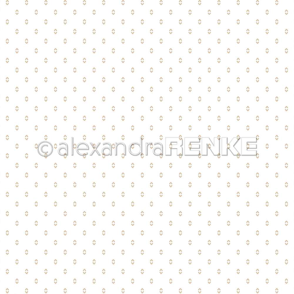 Weißer Hintergrund mit gleichmäßig verteilten kleinen goldenen geometrischen Rauten - ideal als elegantes Designpapier von Alexandra Renke für Papierarbeiten oder alle Ihre Papierprojekte.