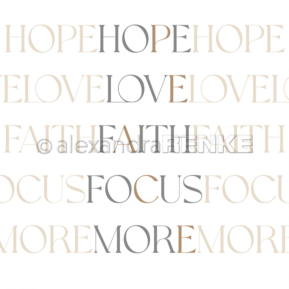 Designpapier 'Typo HOPE LOVE'