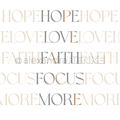 Designpapier 'Typo HOPE LOVE'