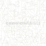 Zarte, sich überschneidende Großbuchstaben in hellem Beige auf Weiß - perfekt für Designpapier oder als elegante Ergänzung zu Grußkarten von Alexandra Renke.