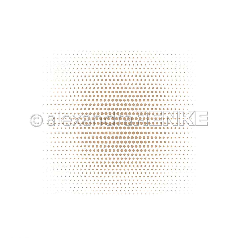Ein quadratisches Muster aus braunen Punkten bildet einen Halbtoneffekt auf Weiß, perfekt für Papierprojekte oder als Designpapier. Die eleganten "zentrierten Punkte Halbbton Gold" von Alexandra Renke werten jedes kreative Projekt auf.