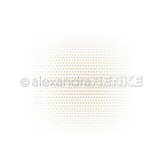 Ein Muster aus gleichmäßig verteilten beigen Punkten bildet einen Farbverlauf von der dichten Mitte zu den spärlichen Rändern - ideal für Papierprojekte oder Buchbinderei. Designpapier Zentrierte Punkte von Alexandra Renke.