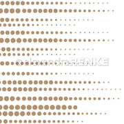 Reihen von braunen Punkten vom Kleinsten zum Größten bilden ein verspieltes Muster auf knackig weißem Hintergrund, ideal für Grußkarten oder Papierprojekte. Entwurf von Alexandra Renke.