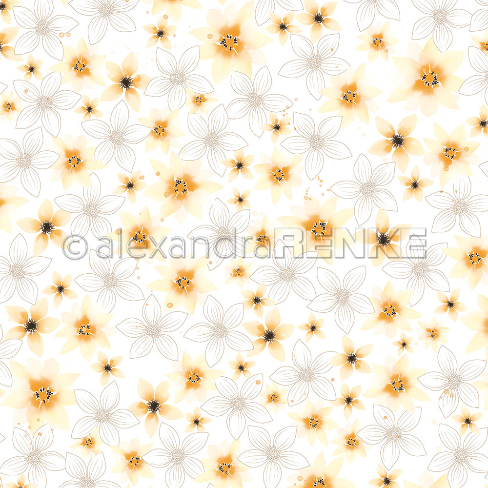 Design paper 'Watercolor flowers yellow'