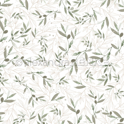 Design paper 'Watercolor flowers olive grove'