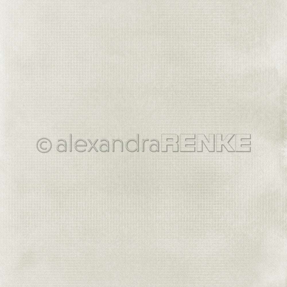 Hellgrauer, strukturierter Hintergrund mit einem dezenten Gittermuster, ideal für Designpapier oder Kartenprojekte, mit einem Wasserzeichen von Alexandra Renke in der Mitte.