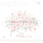 Elegante Aquarellvase mit Pfingstrosen von Alexandra Renke, mit zartrosa Blüten und grünen Blättern auf weißem Grund - ein ideales Designpapier für Papierprojekte. Der zartrosa Schriftzug sorgt für den letzten Schliff.